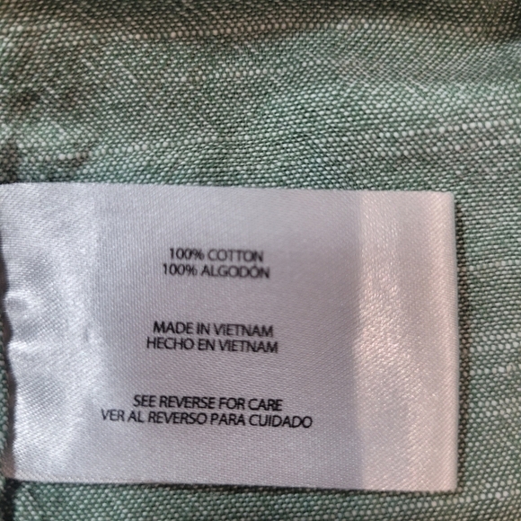 EUC Woolrich Shirt Men's sz Large Green Atlas Chambray Short Sleeve Button Up - Picture 5 of 7